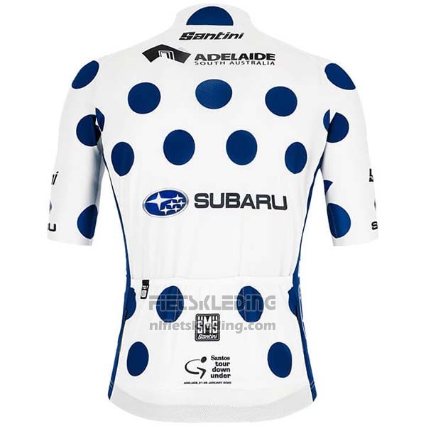 2020 Fietskleding Subaru Lider Wit Blauw Korte Mouwen en Koersbroek